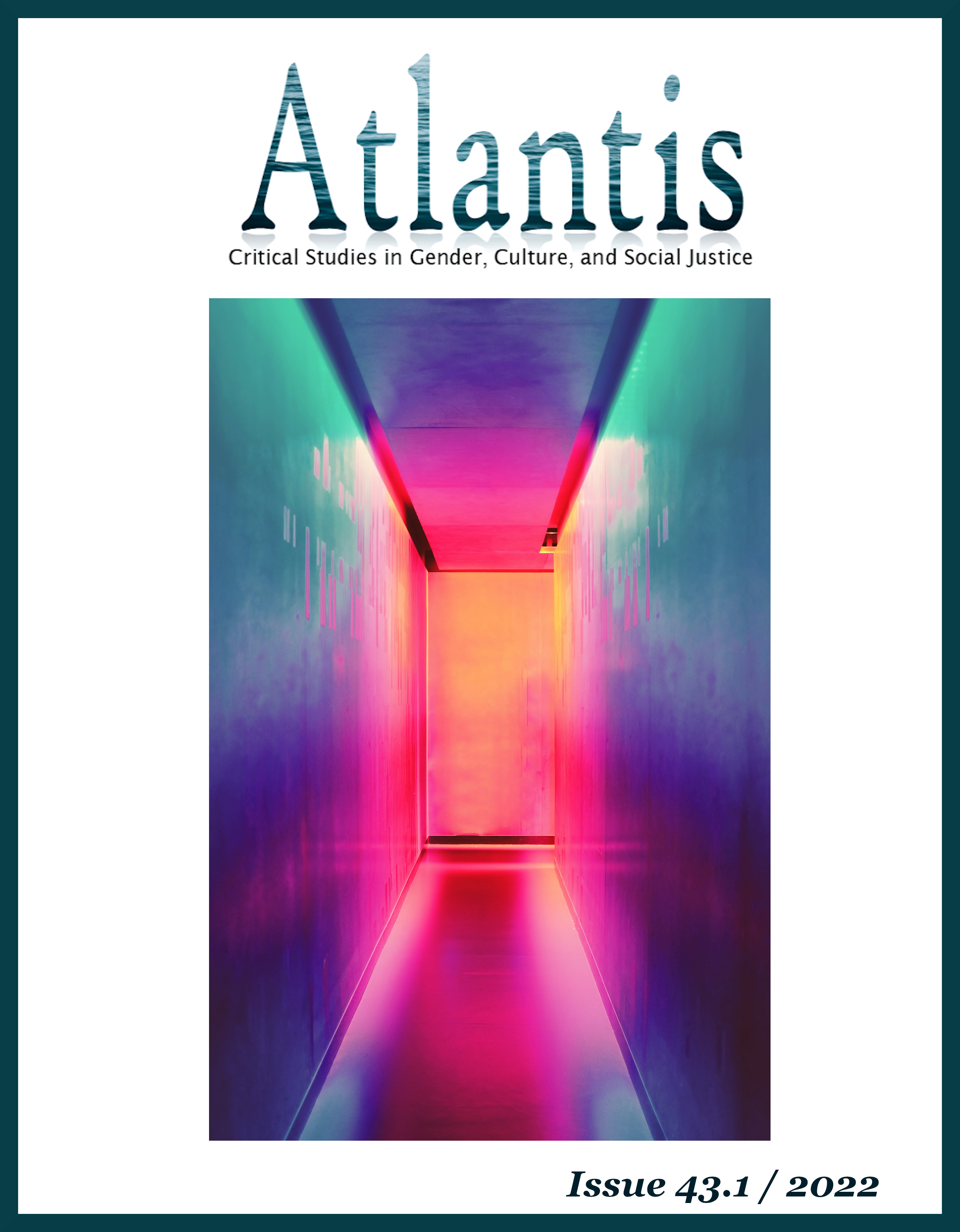 Atlantis logo and colorful image of hallway and door